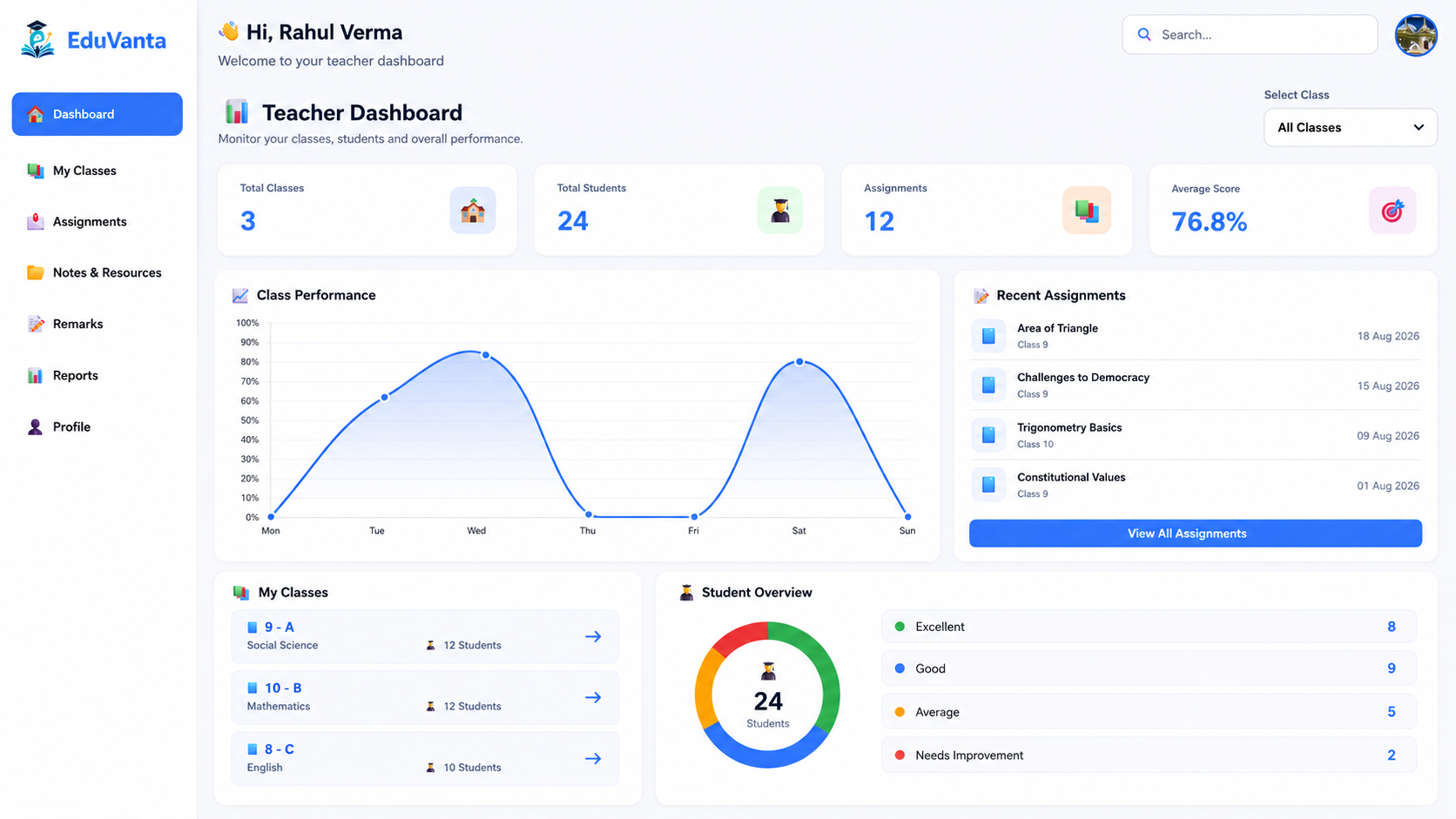 Eduvanta Teacher Dashboard